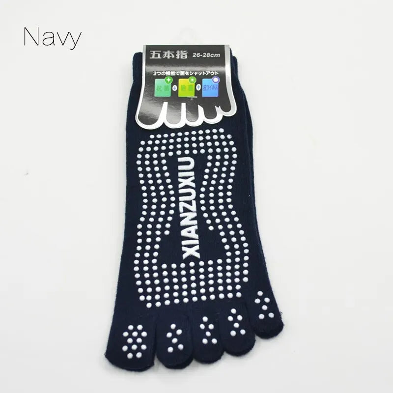 Non-Slip Five-Toe Men’s Pilates & Yoga Socks – Breathable Cotton Grip Socks