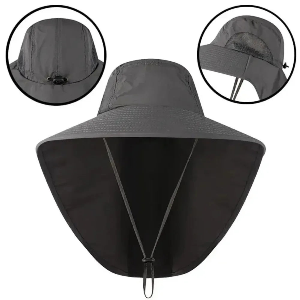 Full-Coverage Outdoor Fishing Sun Hat with Wide Brim & Neck Flap – UV Protection