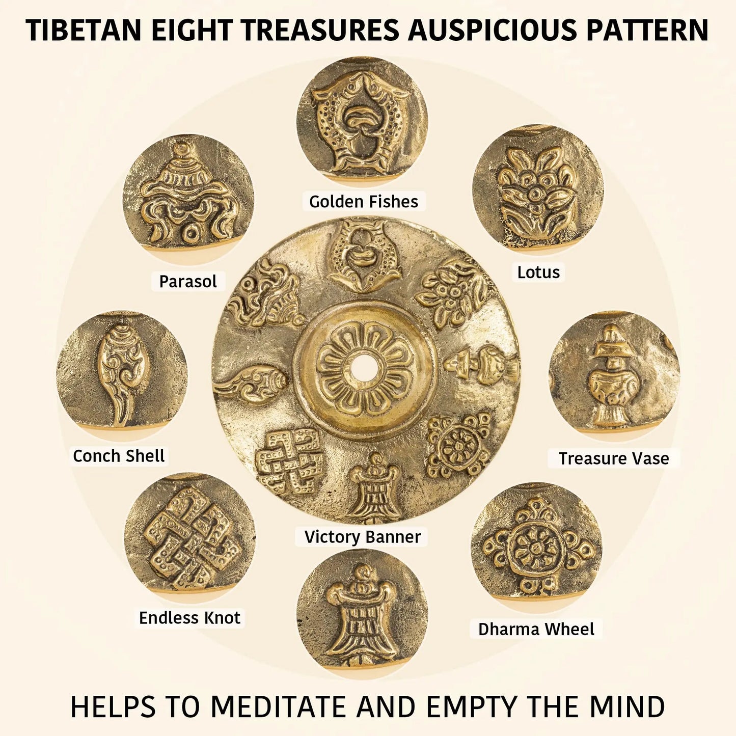 Tibetan Tingsha Cymbals – 2.5″ Eight Auspicious Treasures Meditation Bells for Sound Therapy