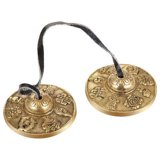 Tibetan Tingsha Cymbals – 2.5″ Eight Auspicious Treasures Meditation Bells for Sound Therapy