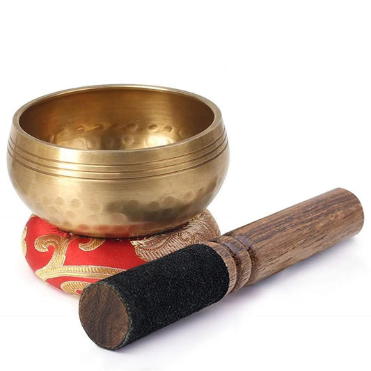 Handmade Tibetan Singing Bowl Set for Meditation with Silk Cushion & Mallet